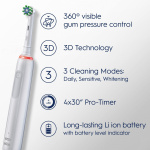 Oral B Elektrisk tannbørste Pro3 hvit + ekstra refill + TC Oral B Elektrisk tannbørste Pro3 hvit + ekstra refill + TC