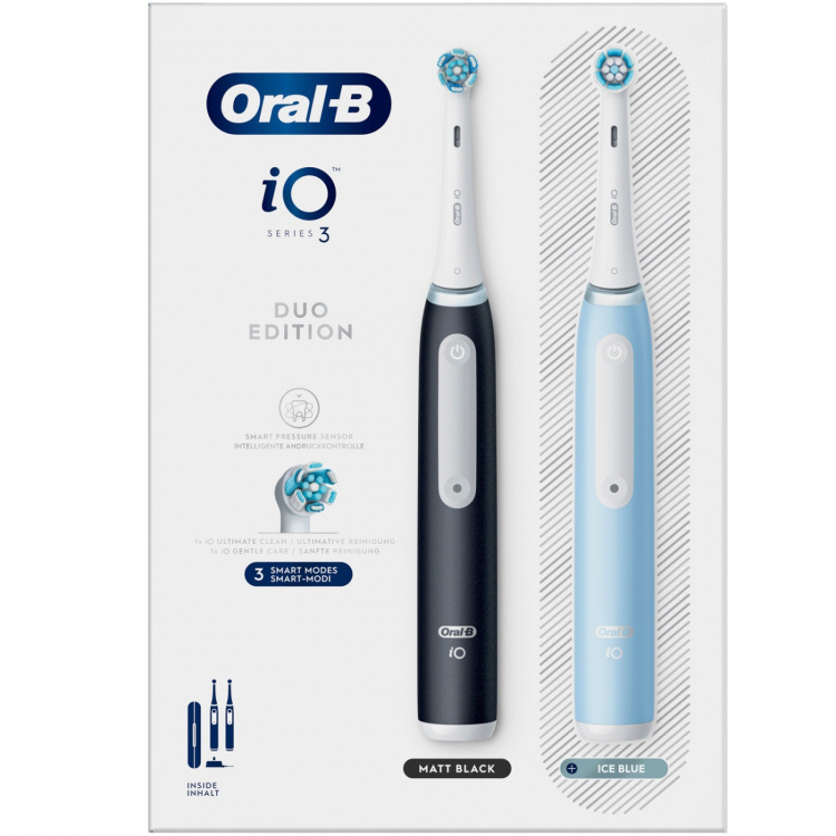 Oral B Elektrisk tannbørste iO3 Duo Matt Black / Ice Blue
