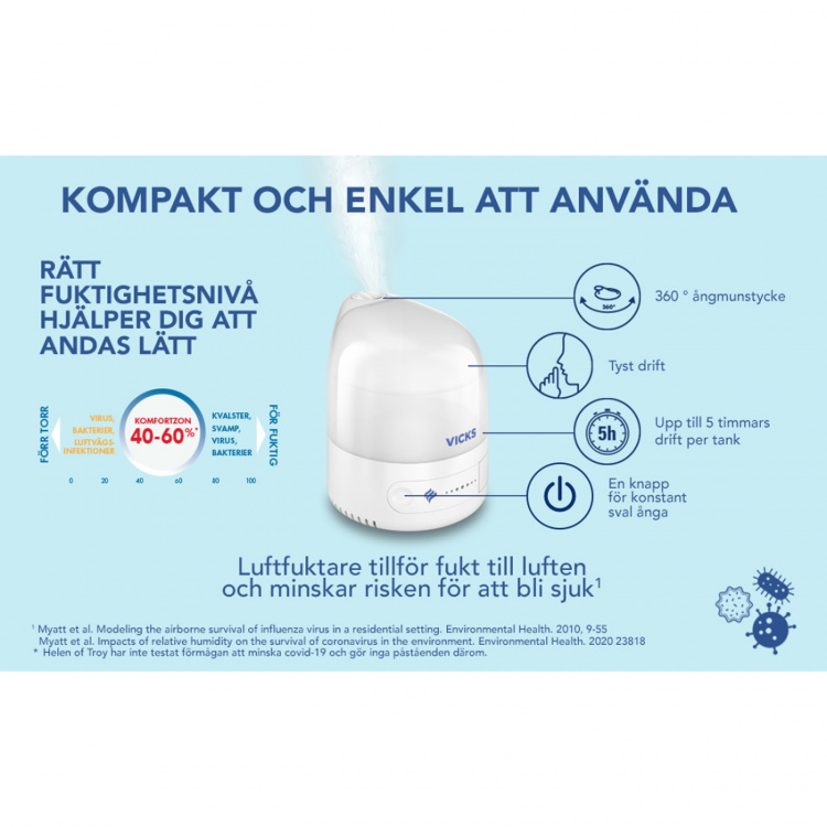 Vicks Luftfukter Ultrasonic-Cool Mist VUL510E4