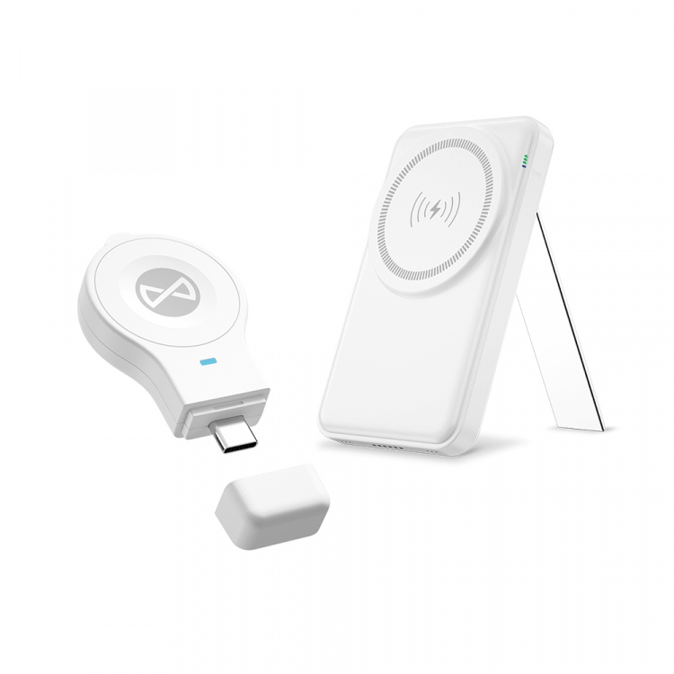 Forever MACS-100 - 5-i-1 trådløs ladestasjon med bærbar Qi Powerbank 5000 mAh, hvit Forever MACS-100 - 5-i-1 trådløs ladestasjon med bærbar Qi Powerbank 5000 mAh, hvit