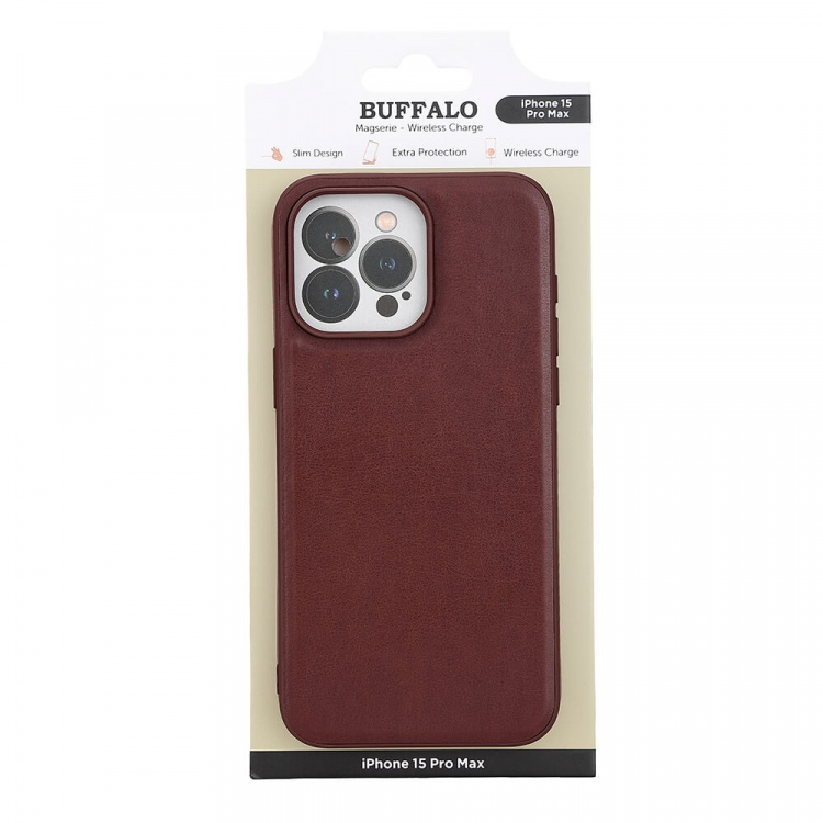 Buffalo Mobildeksel PU MagSeries Brun - iPhone 15 Pro Max Buffalo Mobildeksel PU MagSeries Brun - iPhone 15 Pro Max