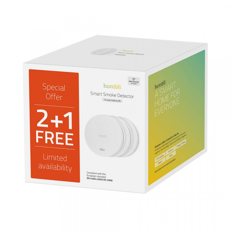 Hombli Smart Røykdetektor Hvit Promo 3-Pak