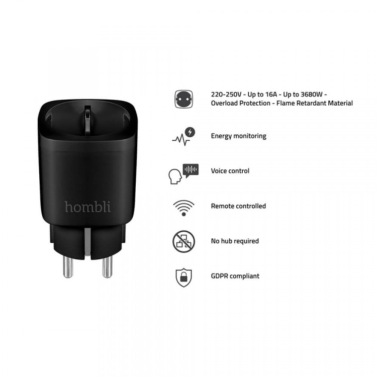 Hombli EU Smart Plug Promo Pak 2+1 Svart Hombli EU Smart Plug Promo Pak 2+1 Svart