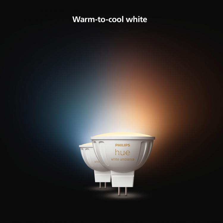 Philips Hue Hvit Ambiance GU5.3 MR16 12V 400lm 2-pk Philips Hue Hvit Ambiance GU5.3 MR16 12V 400lm 2-pk