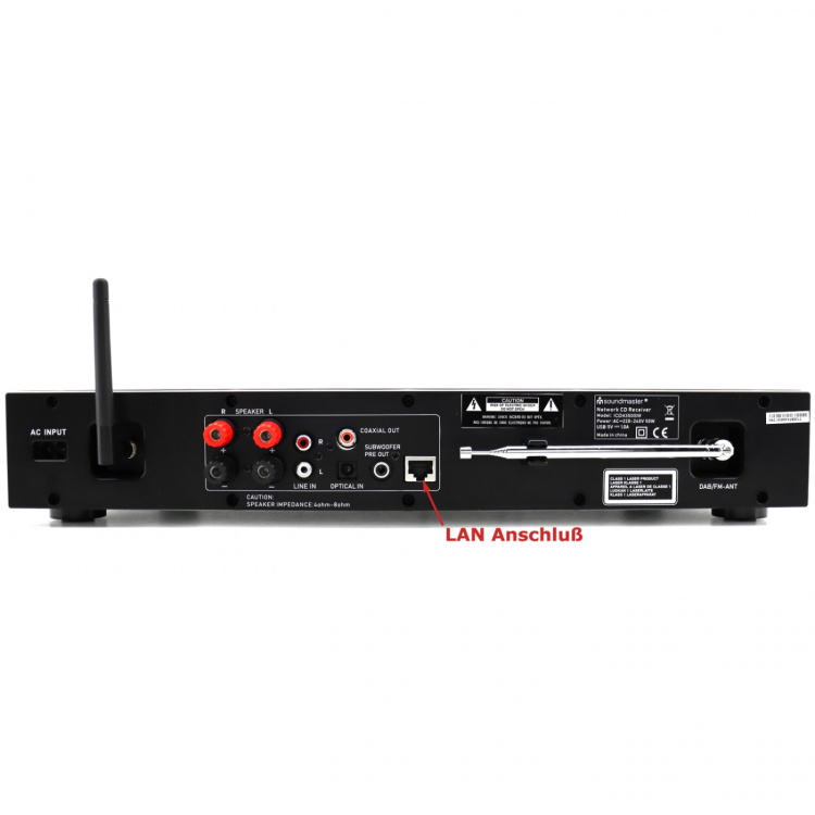 Soundmaster ICD4350SW Multilydsystem med WLAN/LAN-Internet/DAB+/FM-radio, CD/MP3, USB, Bluetooth®, APP-kontroll