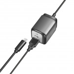 LogiLink USB-lader 1xUSB-A + 1xUSB-C med fast kabel 1,5m GaN 30W