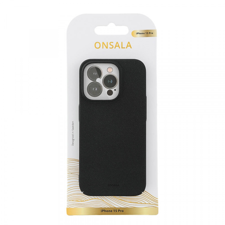 Onsala Mobildeksel Ultraslim Sand Burst Svart - iPhone 15 Pro