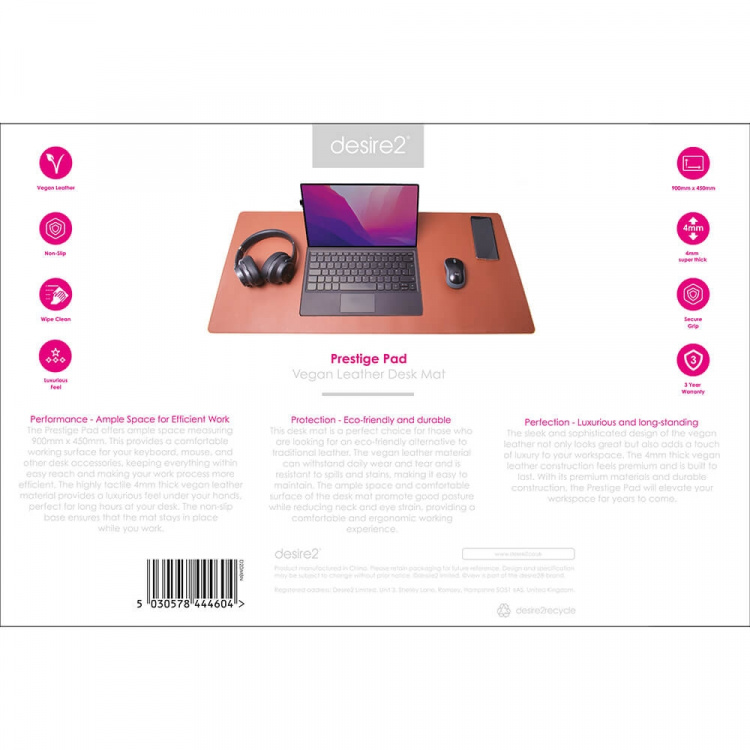 Desire2 Skrivebordsmatte Brunt Vegansk Skinn 400x900mm Desire2 Skrivebordsmatte Brunt Vegansk Skinn 400x900mm