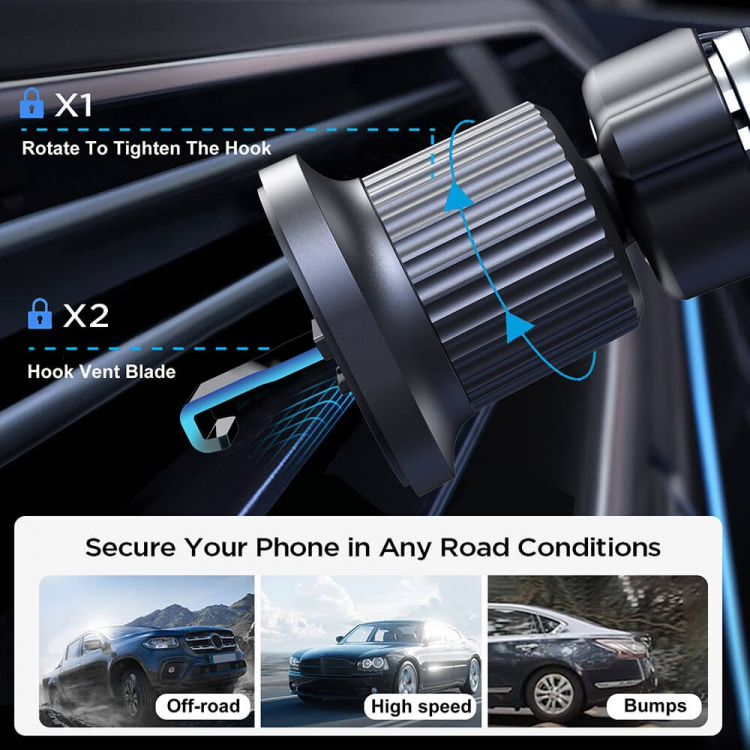 Gear MagSerie Mobilholder Ventilasjon MagSafe Charge 15W Trådløs Gear MagSerie Mobilholder Ventilasjon MagSafe Charge 15W Trådløs