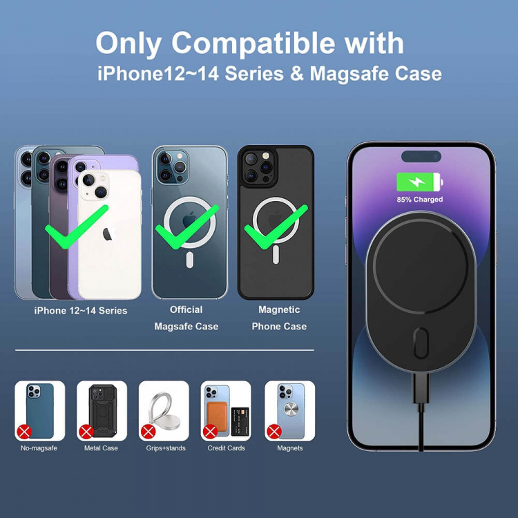 Gear MagSerie Mobilholder Ventilasjon MagSafe Charge 15W Trådløs Gear MagSerie Mobilholder Ventilasjon MagSafe Charge 15W Trådløs