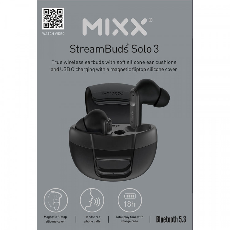 MIXX Hodetelefon Solo 3 In-Ear TWS Svart
