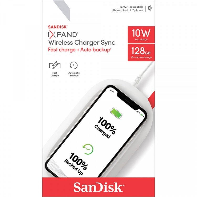 SanDisk iXpand 128GB Trådløs Lader & Synk