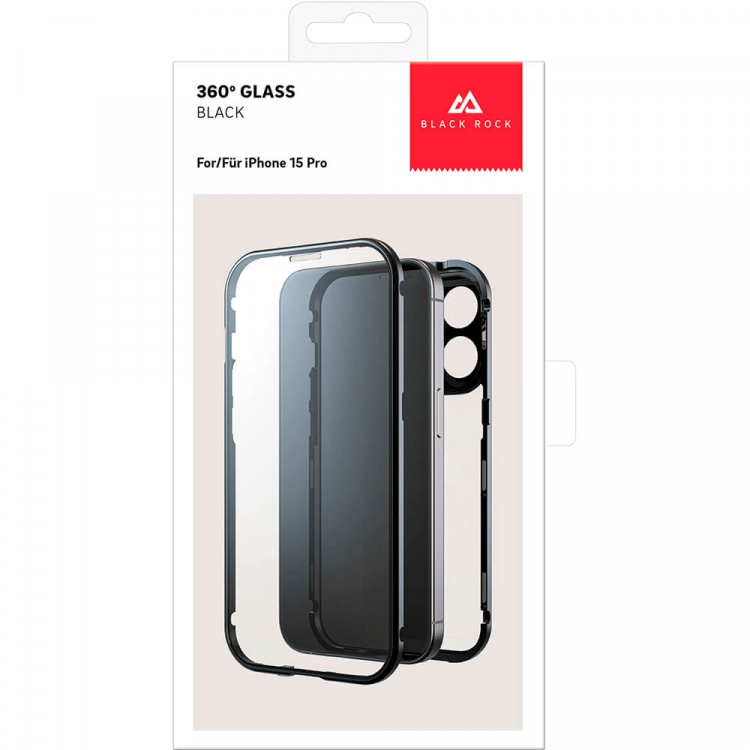 BLACK ROCK Mobildeksel 360° Glass Transp/Svart - iPhone 15 Pro BLACK ROCK Mobildeksel 360° Glass Transp/Svart - iPhone 15 Pro