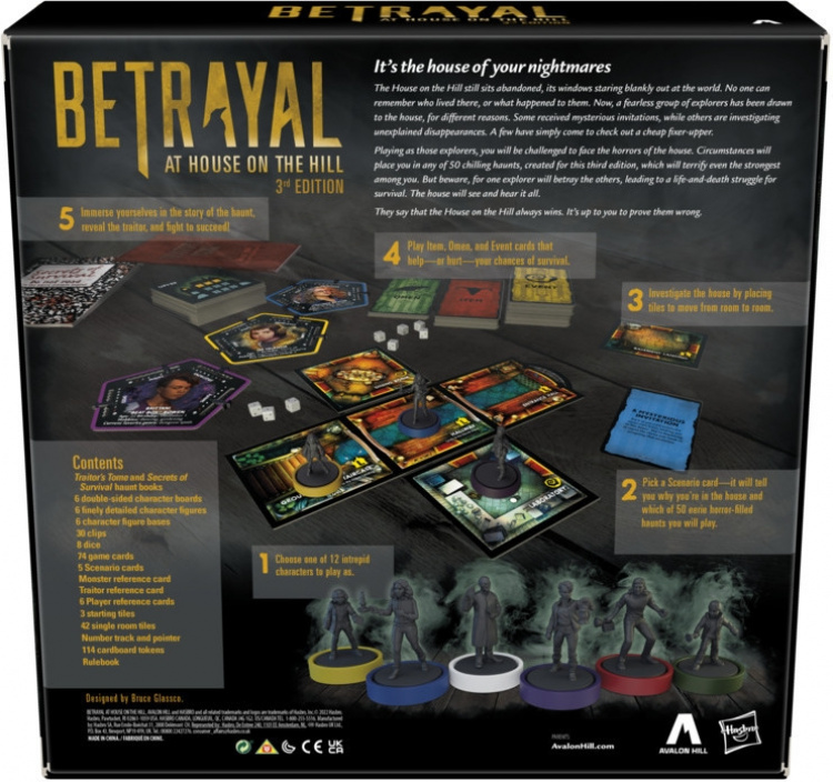 Hasbro Avalon Hill Betrayal at House on the Hill 3. utgave brettspill, EN