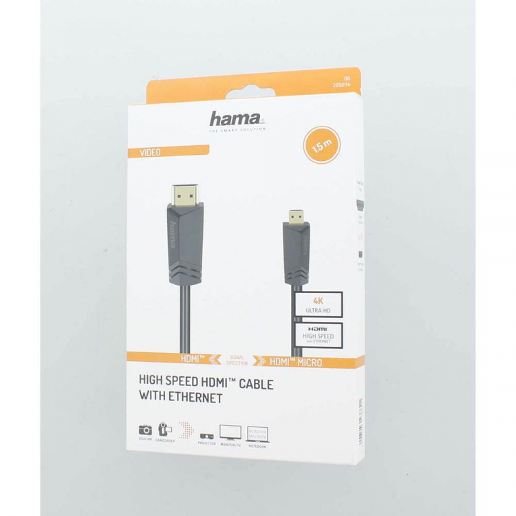 Hama Kabel HDMI High Speed Type A-D 4K 18 Gbit/s 1,5m Svart