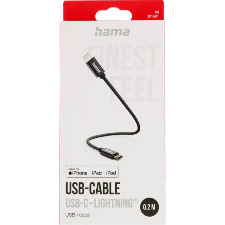 Hama Ladekabel USB-C - Lightning 0.2 m Svart