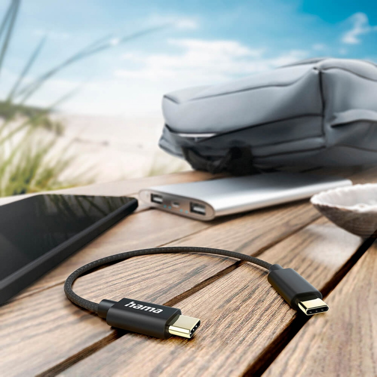 Hama Ladekabel USB-C till USB-C 0.2m Svart Hama Ladekabel USB-C till USB-C 0.2m Svart