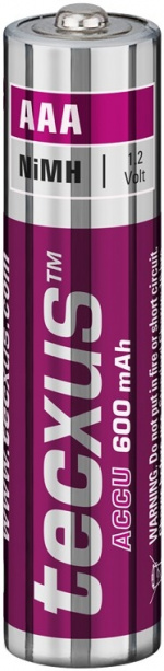 tecxus AAA (Micro)/HR03 oppladbart batteri - 600 mAh, 4 stk. blisterpakning Nikkel-metallhydrid (NiMH)-batteri, 1,2 V