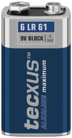 tecxus 6LR61/6LP3146/9 V Block-batteri, 1 stk. blisterpakning alkalisk manganbatteri, 9 V