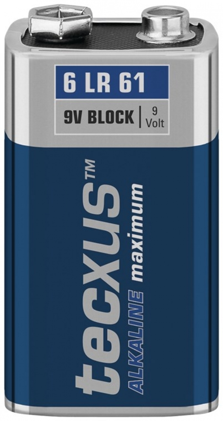 tecxus 6LR61/6LP3146/9 V Block-batteri, 1 stk. blisterpakning alkalisk manganbatteri, 9 V