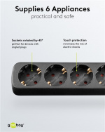 Goobay Strømskinne, 6 stikkontakter, 5 m, svart 6 x sikkerhetsuttak Goobay Strømskinne, 6 stikkontakter, 5 m, svart 6 x sikkerhetsuttak