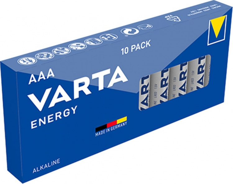 Varta LR03/AAA (Micro) (4103) batteri, 10 stk. eske alkalisk manganbatteri, 1,5 V