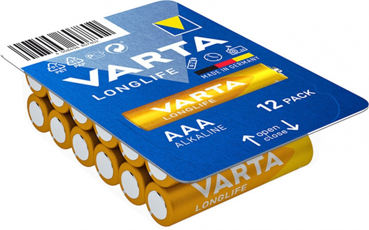 Varta LR03/AAA (Micro) (4103) batteri, 12 stk. eske alkalisk manganbatteri, 1,5 V