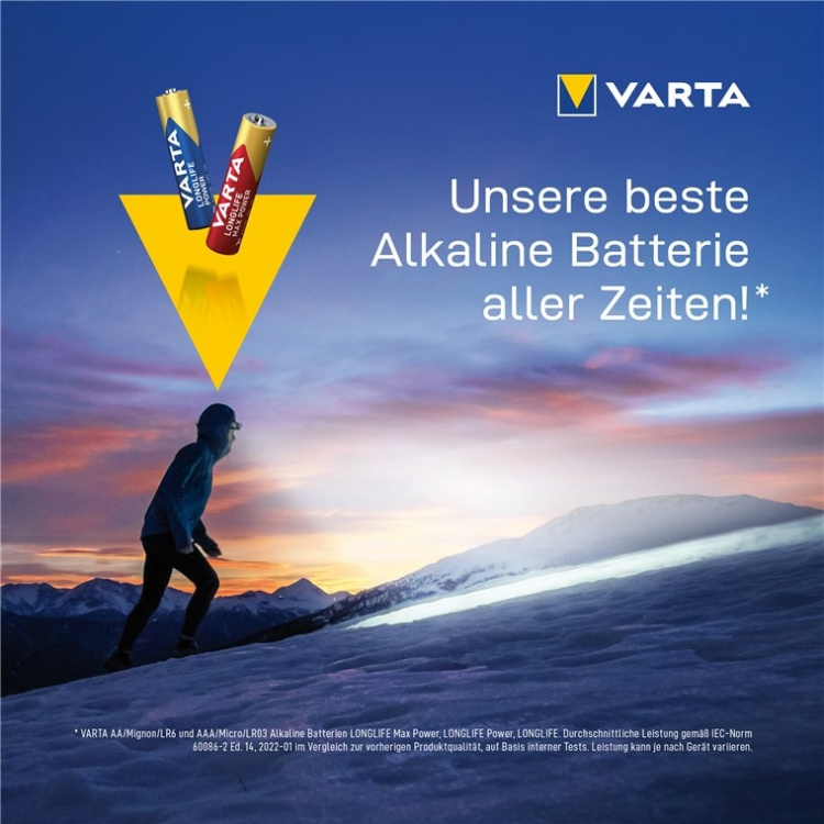 Varta LR03/AAA (Micro) (4903) batteri, 12 stk. eske alkalisk manganbatteri, 1,5 V Varta LR03/AAA (Micro) (4903) batteri, 12 stk. eske alkalisk manganbatteri, 1,5 V