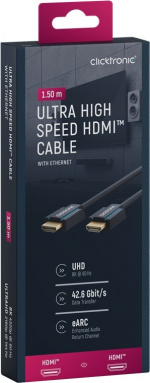 ClickTronic Ultrahøyhastighets HDMI™-kabel Premium-kabel | 1x HDMI™-kontakt 1x HDMI™-kontakt 1x HDMI™-kontakt | 1,5 m | UHD 8K @ 60 Hz ClickTronic Ultrahøyhastighets HDMI™-kabel Premium-kabel | 1x HDMI™-kontakt 1x HDMI™-kontakt 1x HDMI™-kontakt | 1,5 m | UHD 8K @ 60 Hz