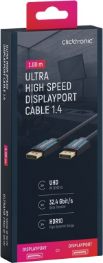 ClickTronic DisplayPort™-kabel Premium-kabel | 1x DisplayPort™-kontakt 1x DisplayPort™-kontakt 1x DisplayPort™-kontakt | 1,0 m | UHD 8K @ 60 Hz ClickTronic DisplayPort™-kabel Premium-kabel | 1x DisplayPort™-kontakt 1x DisplayPort™-kontakt 1x DisplayPort™-kontakt | 1,0 m | UHD 8K @ 60 Hz