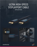 ClickTronic DisplayPort™-kabel Premium-kabel | 1x DisplayPort™-kontakt 1x DisplayPort™-kontakt 1x DisplayPort™-kontakt | 2,0 m | UHD 8K @ 60 Hz