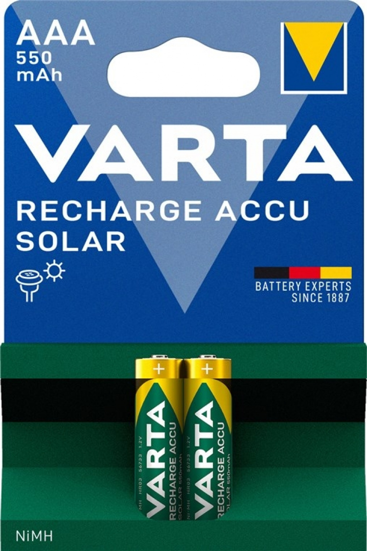 Varta AAA (Micro)/HR03 (56733) oppladbart batteri - 550 mAh, 2 stk. blisterpakning Nikkel-metallhydridbatteri (NiMH), 1,2 V