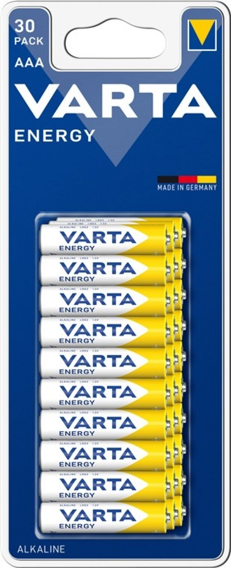 Varta LR03/AAA (Micro) (4103) batteri, 30 stk. i blisterpakning alkalisk manganbatteri, 1,5 V Varta LR03/AAA (Micro) (4103) batteri, 30 stk. i blisterpakning alkalisk manganbatteri, 1,5 V