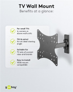 Goobay TV-veggfeste Basic FULLMOTION (S) for TV-er fra 23 til 42 tommer (58-107 cm), fullt mobilt (svingbart og vippbart) opp til 20 kg