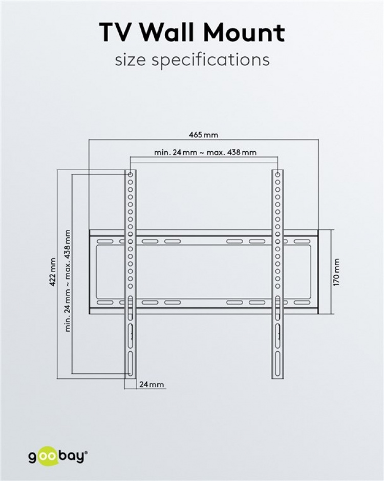 Goobay TV-veggfeste Basic FIXED (M) for TV-er fra 32 til 55 tommer (81-140 cm) opp til 35 kg