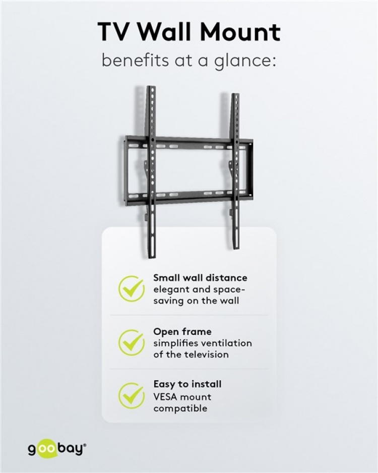 Goobay TV-veggfeste Basic FIXED (M) for TV-er fra 32 til 55 tommer (81-140 cm) opp til 35 kg