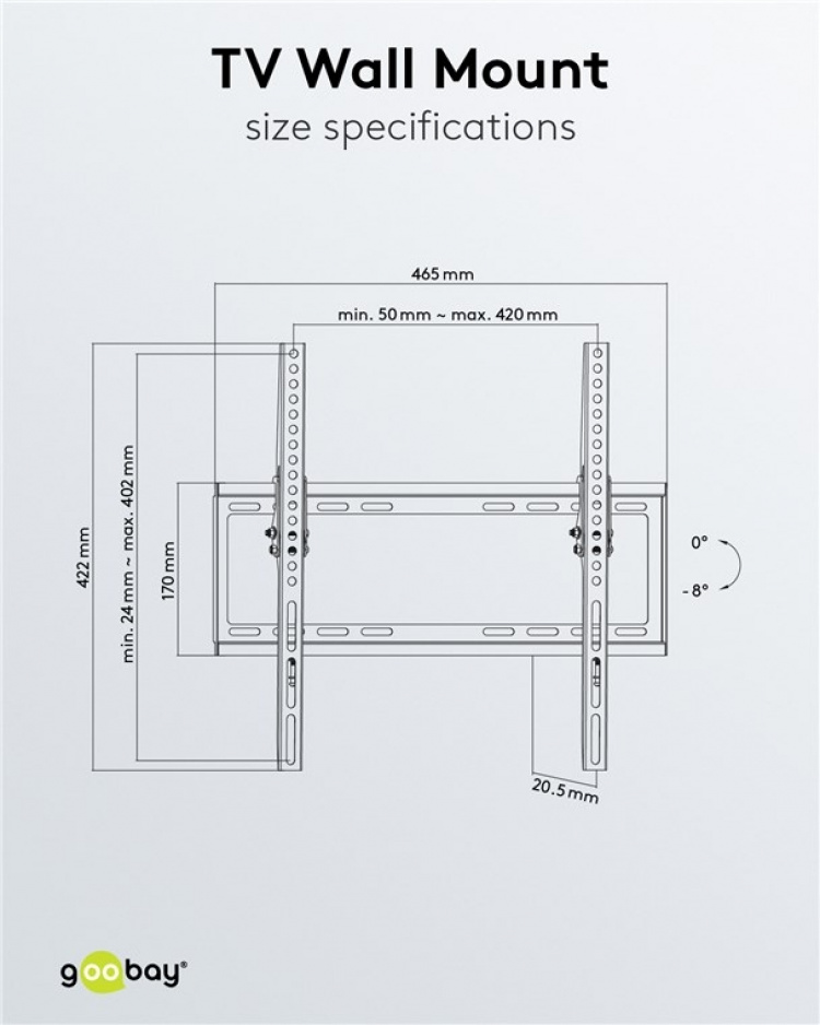Goobay TV-veggfeste Basic TILT (M) for TV-er fra 32 til 55 tommer (81 til 140 cm), vippbart opp til 35 kg