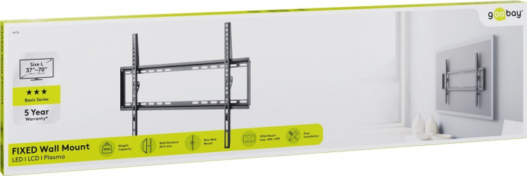 Goobay TV-väggfäste Basic FIXED (L) för TV-apparater från 37 till 70 tum (94-178 cm) upp till 35 kg