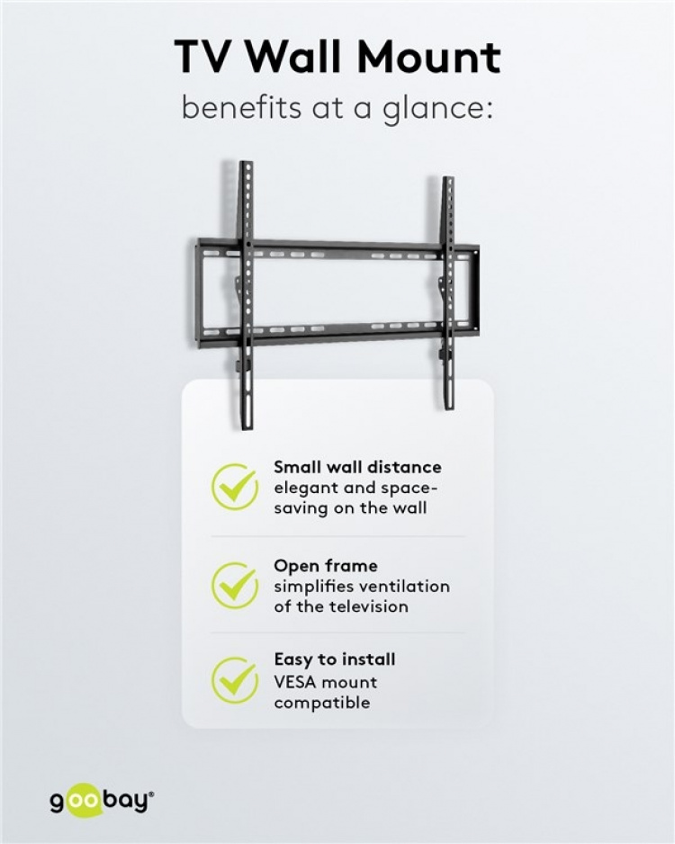 Goobay TV-väggfäste Basic FIXED (L) för TV-apparater från 37 till 70 tum (94-178 cm) upp till 35 kg