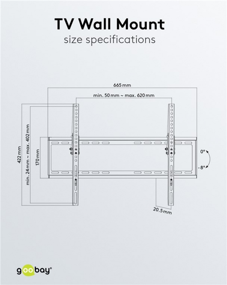 Goobay TV-veggfeste Basic TILT (L) for TV-er fra 37 til 70 tommer (94 til 178 cm), vippbart opp til 35 kg Goobay TV-veggfeste Basic TILT (L) for TV-er fra 37 til 70 tommer (94 til 178 cm), vippbart opp til 35 kg