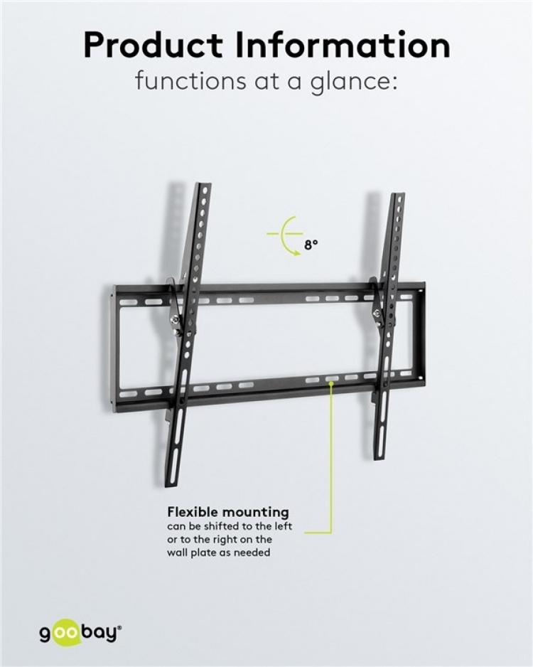 Goobay TV-veggfeste Basic TILT (L) for TV-er fra 37 til 70 tommer (94 til 178 cm), vippbart opp til 35 kg Goobay TV-veggfeste Basic TILT (L) for TV-er fra 37 til 70 tommer (94 til 178 cm), vippbart opp til 35 kg