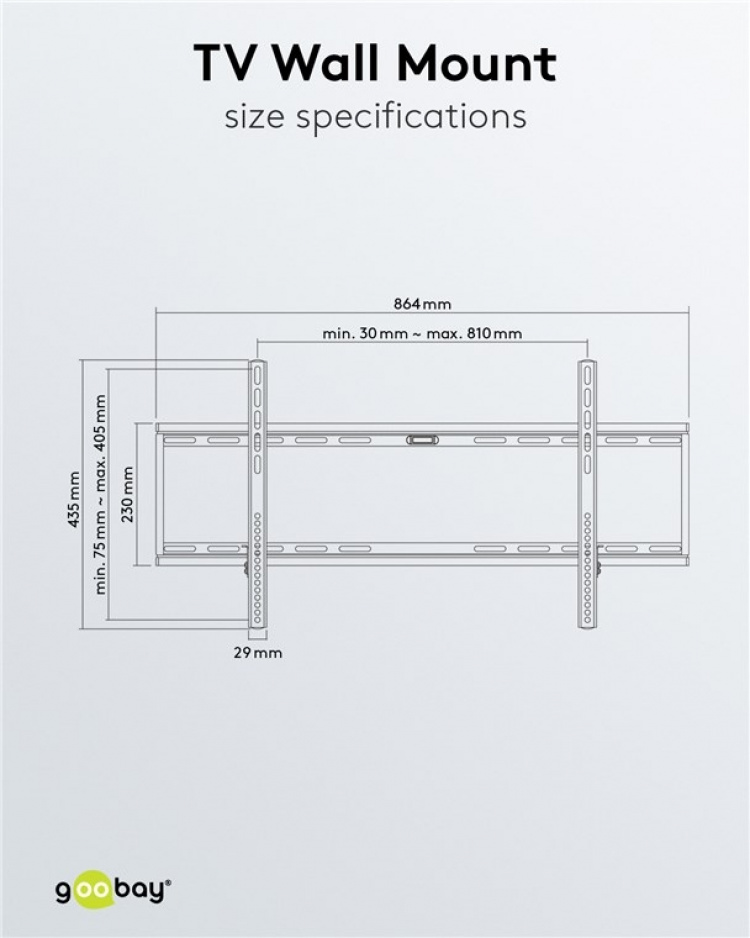 Goobay TV-veggfeste Basic FIXED (XL) for TV-er fra 43 til 100 tommer (109-254 cm) opp til 75 kg