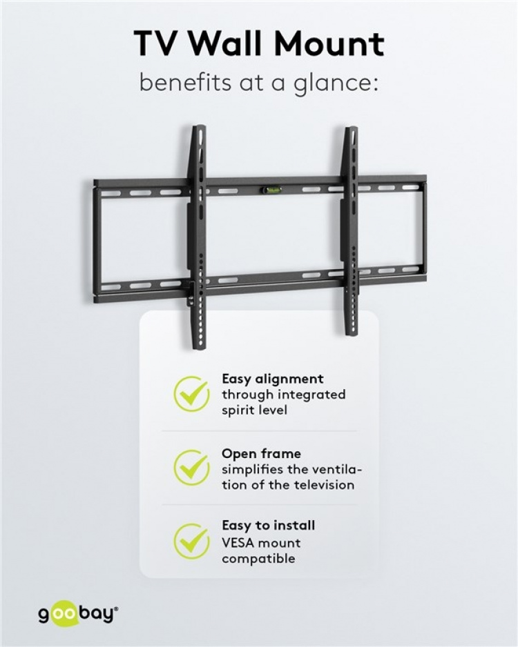 Goobay TV-veggfeste Basic FIXED (XL) for TV-er fra 43 til 100 tommer (109-254 cm) opp til 75 kg