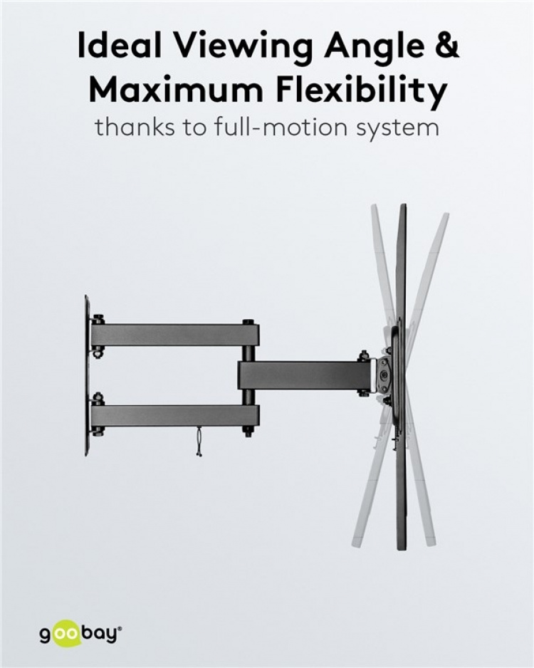 Goobay TV-veggbrakett Basic FULLMOTION (M) for TV-er fra 32 til 55 tommer (81-140 cm), fullt mobil (svingbar og vippbar) opp til 35 kg