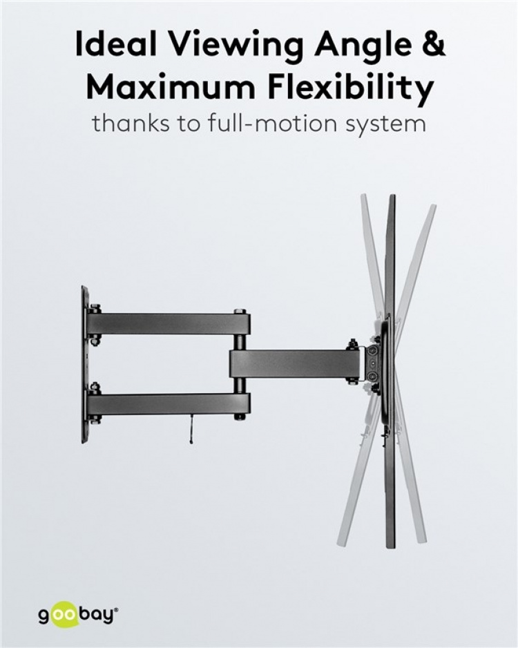 Goobay TV-veggbrakett Basic FULLMOTION (L) for TV-er fra 37 til 70 tommer (94 til 178 cm), fullt mobil (svingbar og vippbar) opp til 35 kg