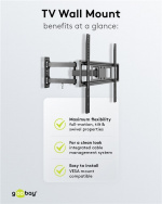 Goobay TV-veggbrakett Basic FULLMOTION (L) for TV-er fra 37 til 70 tommer (94 til 178 cm), fullt mobil (svingbar og vippbar) opp til 35 kg