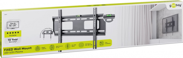 Goobay TV-veggfeste Pro FIXED (M) for TV-er fra 32 til 55 tommer (81-140 cm) (opptil 50 kg)