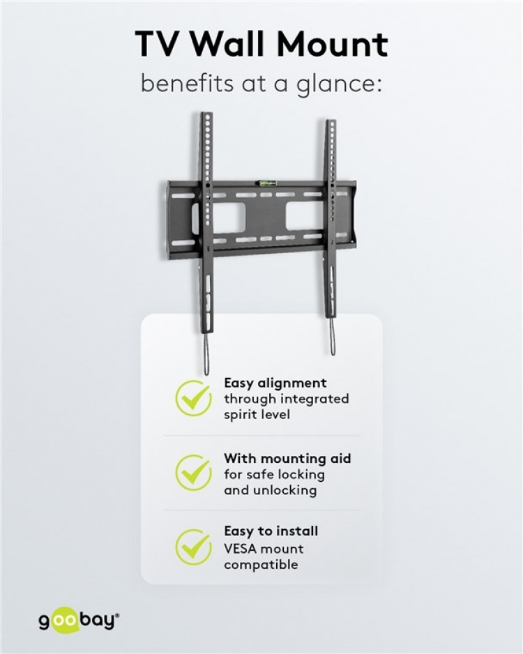 Goobay TV-veggfeste Pro FIXED (M) for TV-er fra 32 til 55 tommer (81-140 cm) (opptil 50 kg)