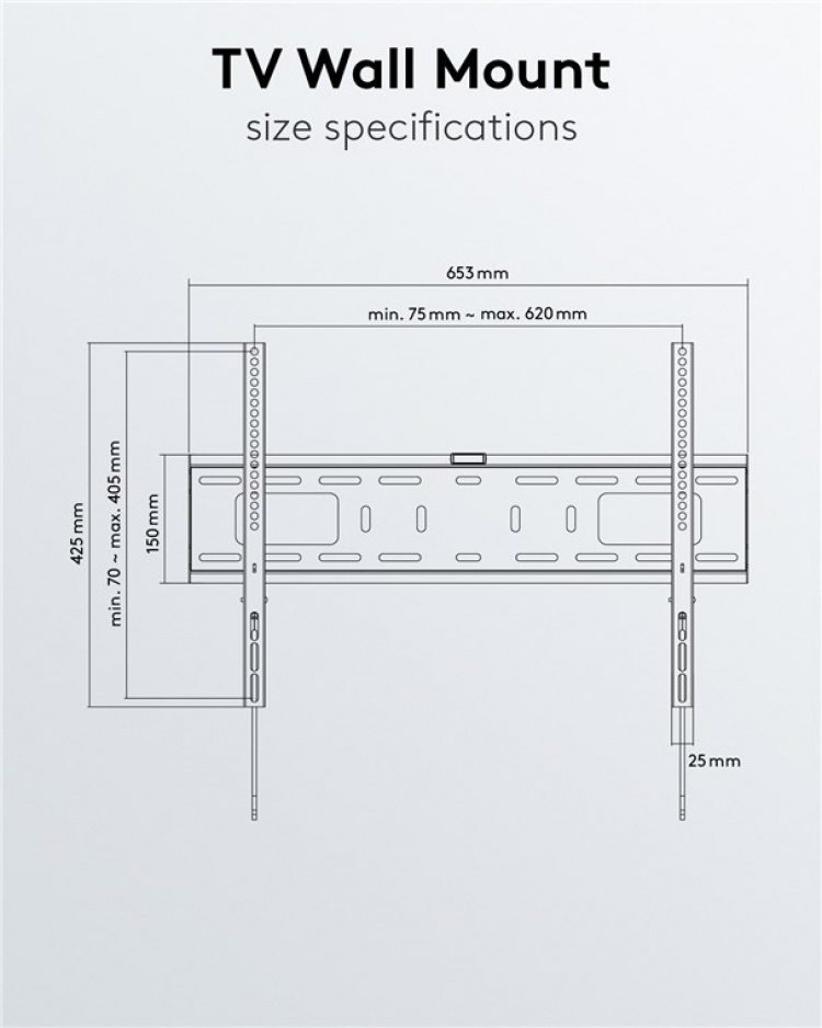 Goobay TV-veggfeste Pro FIXED (L) for TV-er fra 37 til 70 tommer (94 til 178 cm) opp til 50 kg