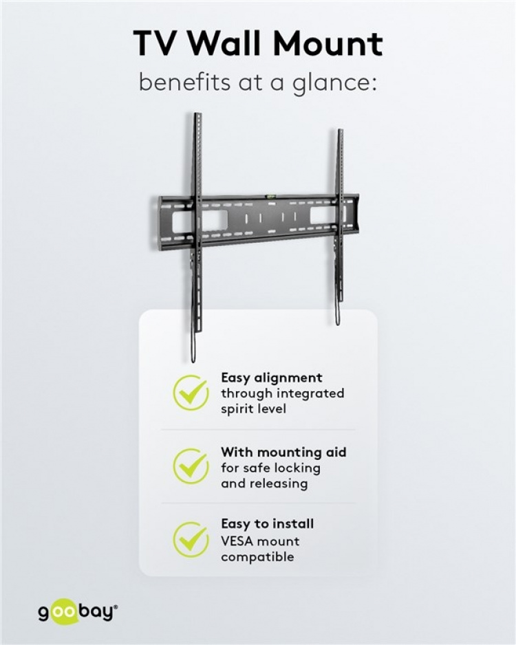 Goobay TV-veggfeste Pro FIXED (XL) for TV-er fra 43 til 100 tommer (109-254 cm) til 75 kg